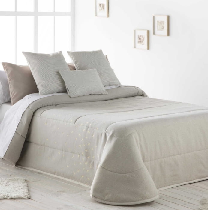 Fundas nórdicas beige y pájaros dorados