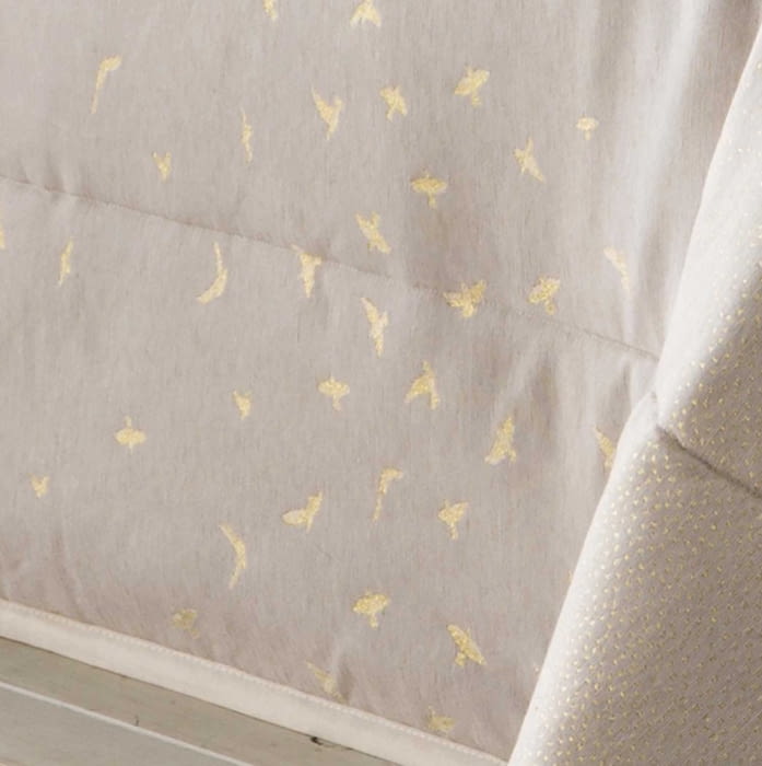 Fundas nórdicas beige y pájaros dorados - 1