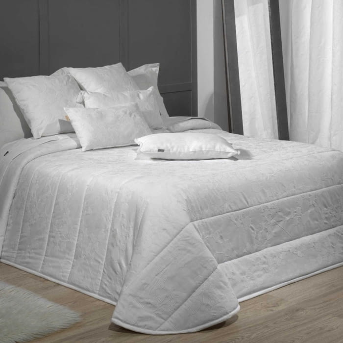 Fundas nórdicas blanca hojas labradas