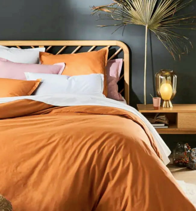 Funda nórdica lisa naranja cama 90