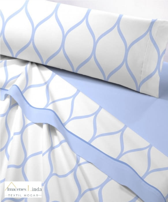 Sábanas térmicas azul rombo. Cama 105