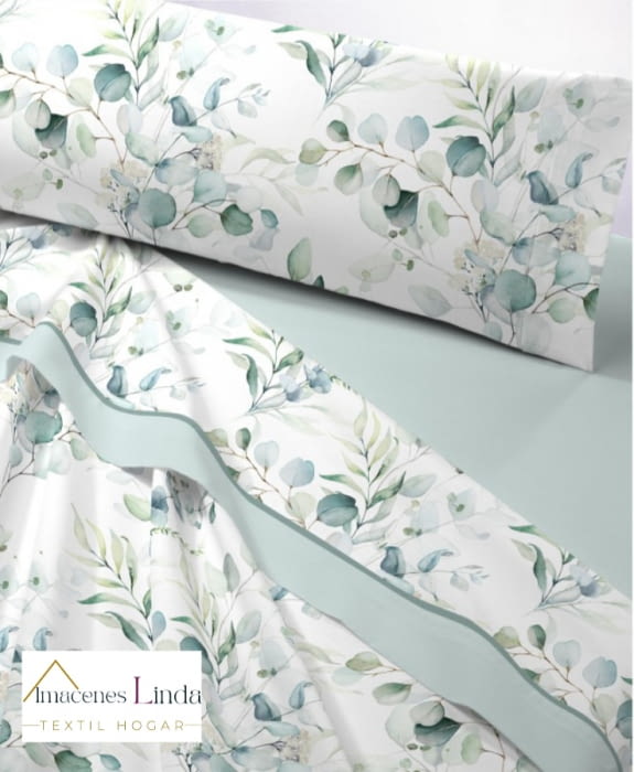 Sábanas térmicas hojas verdes.