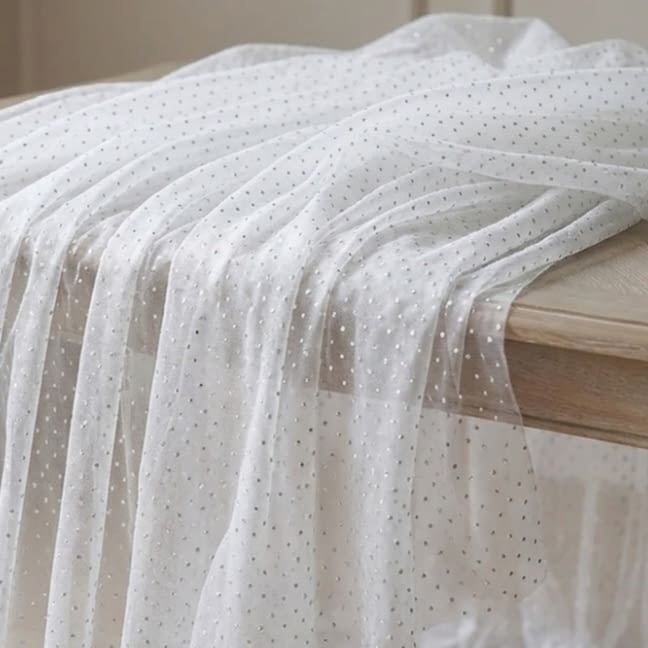Tela visillo organza cristal topos plata 150