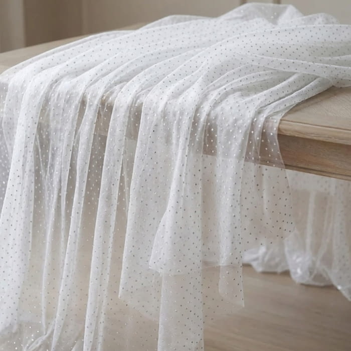 Tela visillo organza cristal topos plata 150 - 3