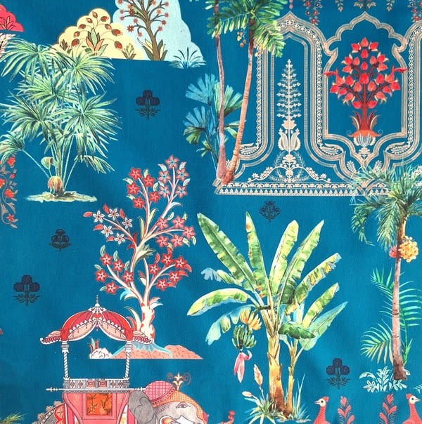 Tela tapicería terciopelo Komodo elefantes