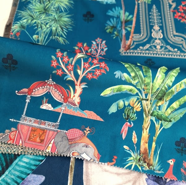 Tela tapicería terciopelo Komodo elefantes - 2