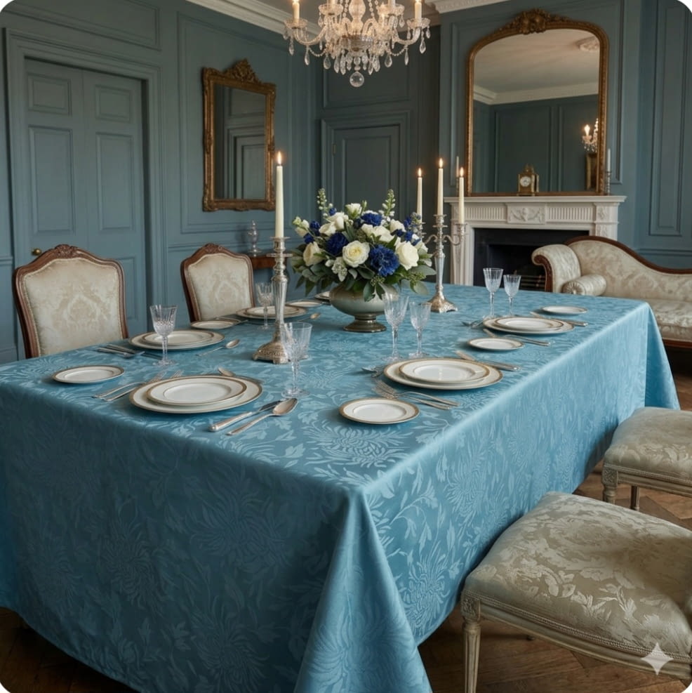 Tela Jaquard flores azul 170