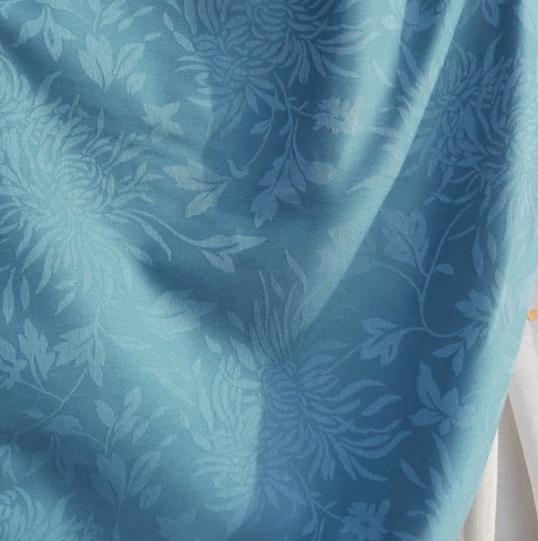 Tela Jaquard flores azul 170 - 2
