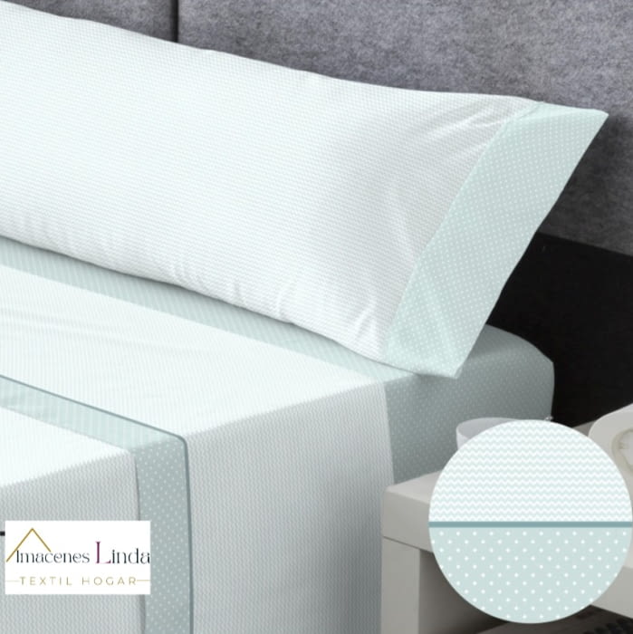 Juego de sábanas verde. Cama: 80