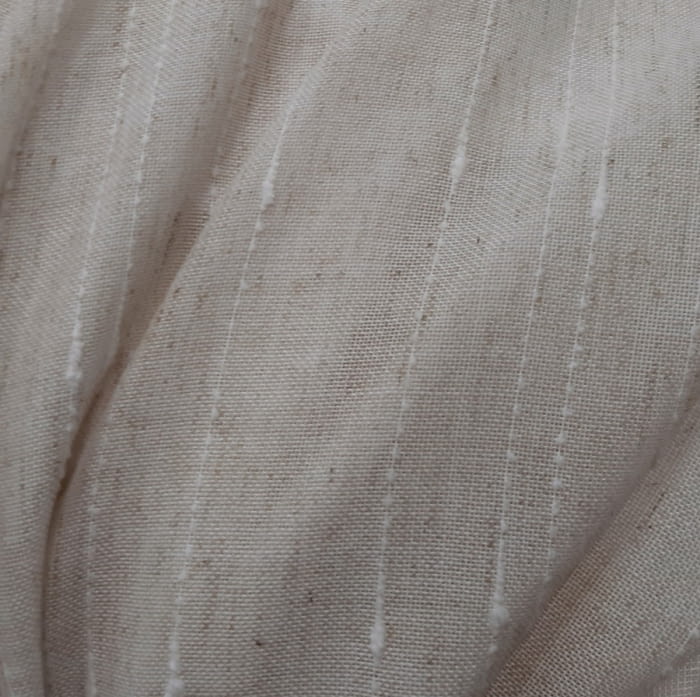 Tela visillo beige lino rayitas blancas - 2