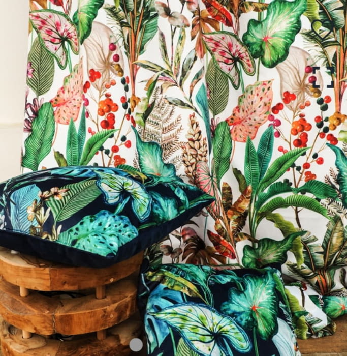 Tela terciopelo selva Malibú azul - 3