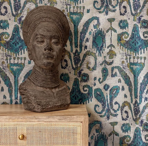 Tela seda abstracta azul poutpourri - 1