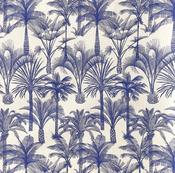Tela de lino palmeras azul 280