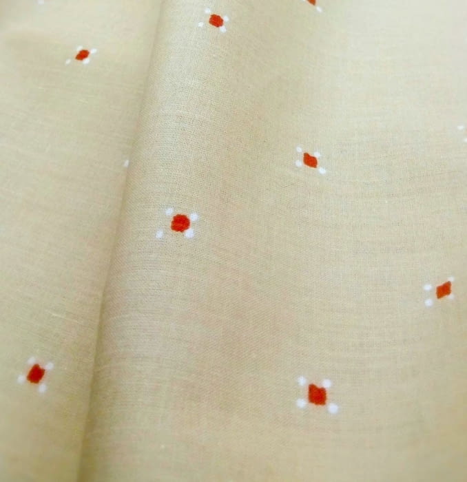 Tela amarilla topitos naranjas 260 - 4