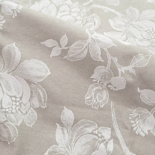 Tela loneta flores color lino y blanco - 5