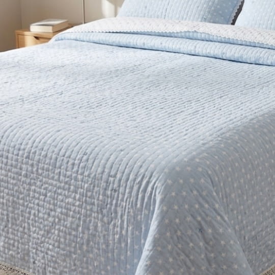 Colcha boutie estrellitas celeste y blanco. Cama 135 - 5