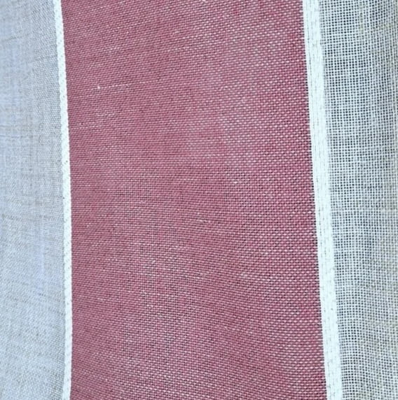 Retal Tela visillo rayas rosa granate y beige - 6