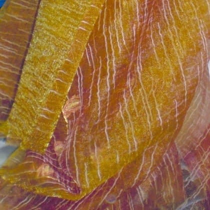 Tela Organza naranja hojas - 3