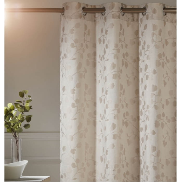 Visillo confeccionado hojas beige