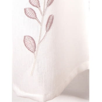 Visillo confeccionado bordado hojas rosa - 5