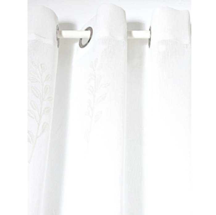 Visillo confeccionado bordado hojas natural