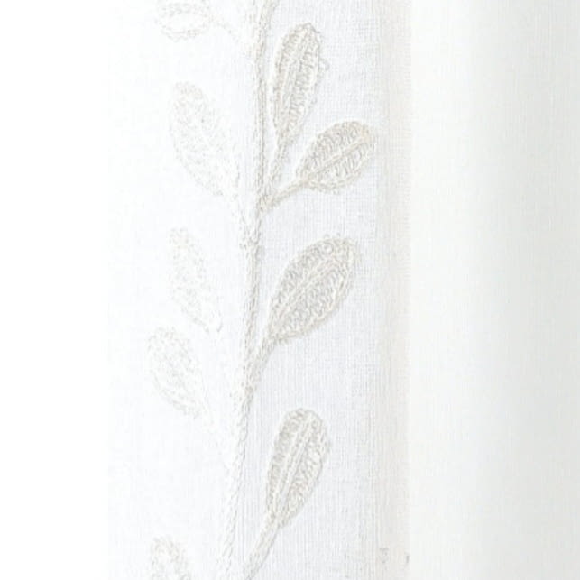 Visillo confeccionado bordado hojas natural - 1