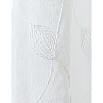Visillo confeccionado blanco bordado hojas - 3