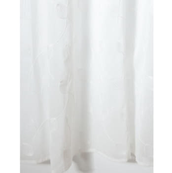 Visillo confeccionado blanco bordado hojas - 4