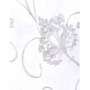 Visillo confeccionado bordado flores grises - 1
