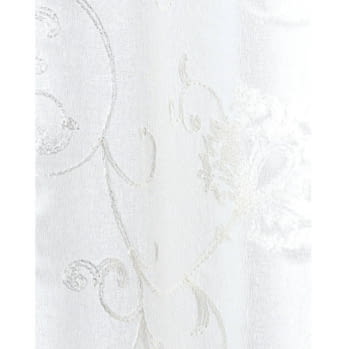 Visillo confeccionado blanco bordado flores - 1