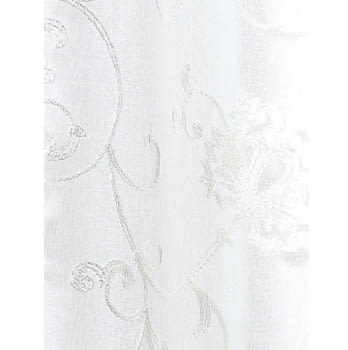 Visillo confeccionado blanco bordado flores - 2