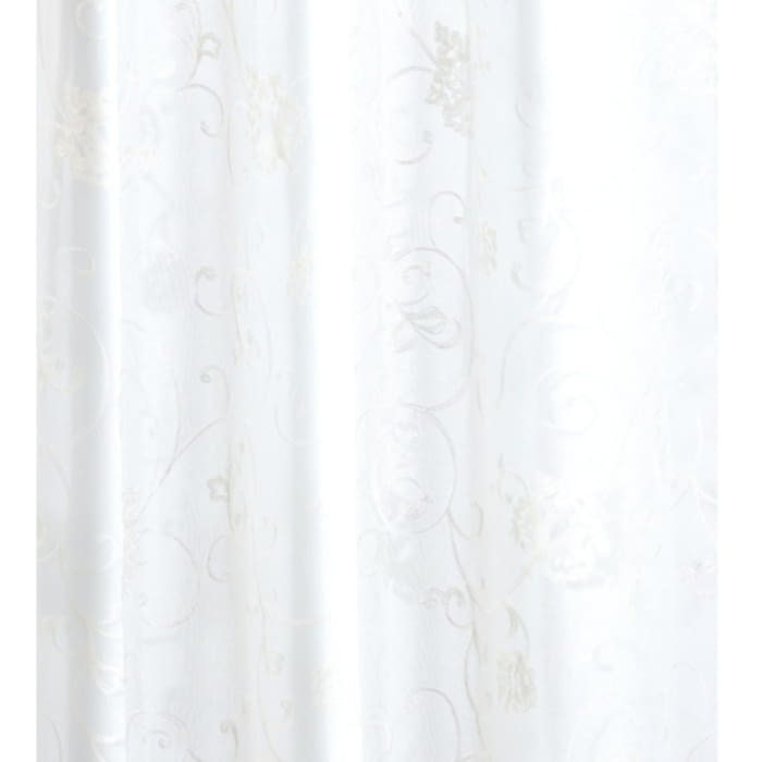 Visillo confeccionado blanco bordado flores - 3