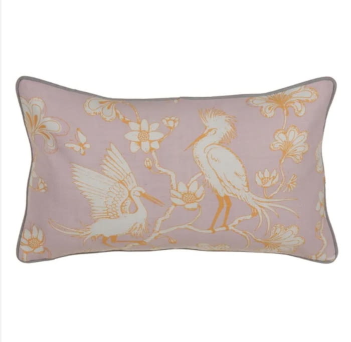 Cojín rosa ave amarilla