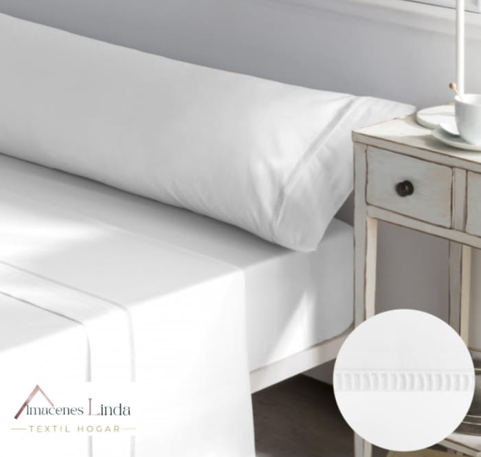 Juego de sábanas blanco satén 300 hilos