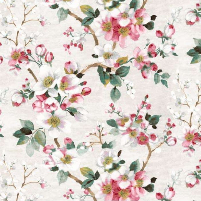 Tela Half panamá flores almendro rosa