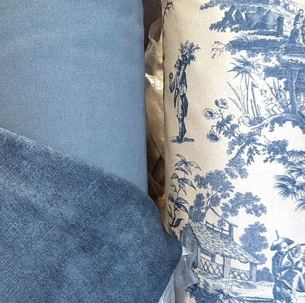 Tela Half panamá toile de jouy azul - 4