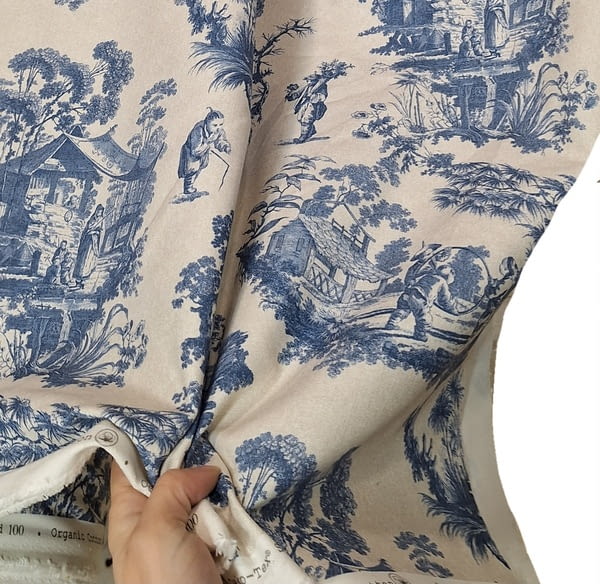 Tela Half panamá toile de jouy azul - 5