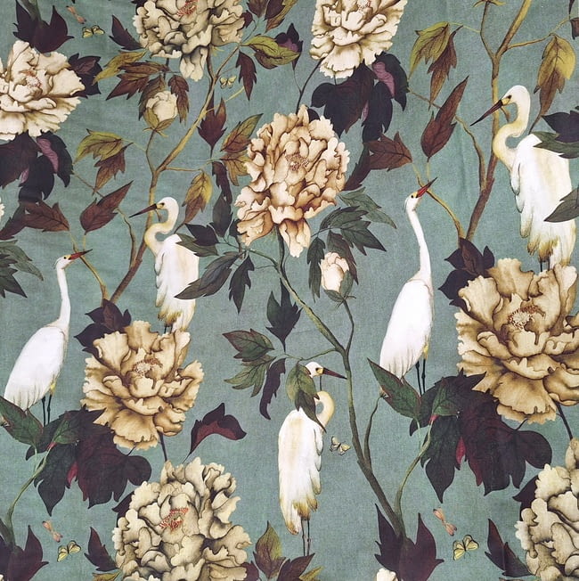 Tela Half panamá verde garzas blancas - 3