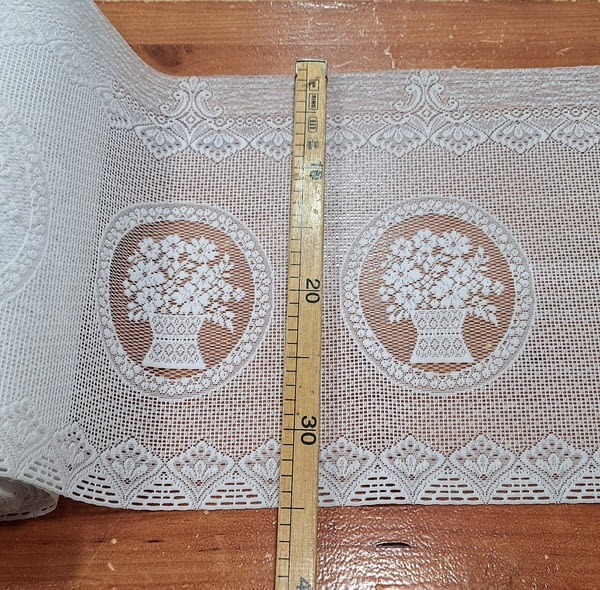 Greca tela encaje blanco árboles alto 35 - 1