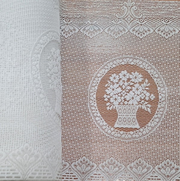 Greca tela encaje blanco árboles alto 35 - 3