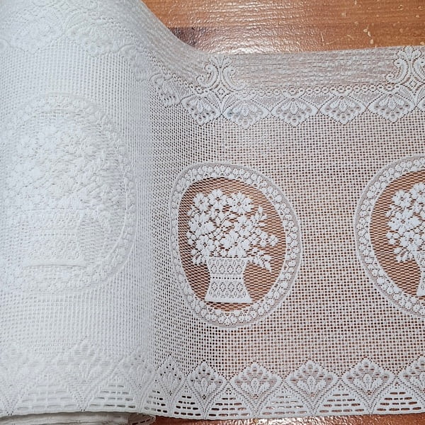 Greca tela encaje blanco árboles alto 35 - 5