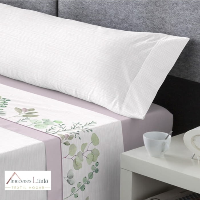 Juego de sábanas coralina hojas violeta. 150