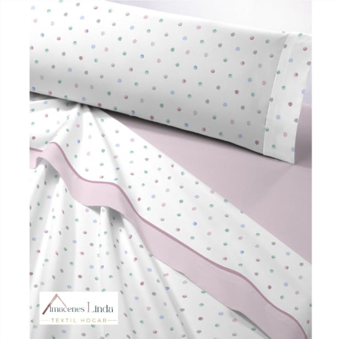 Juego de sábanas térmicas lunares rosa