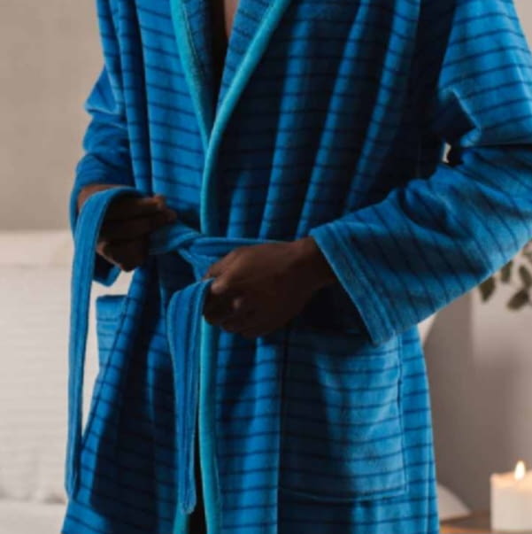 Albornoz azul rayitas oscuras XL - 1