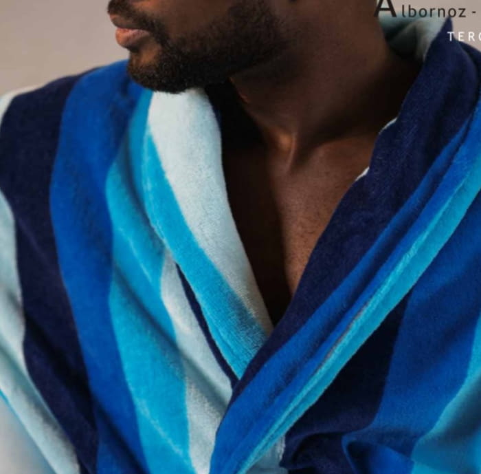 Albornoz azul rayas azules y marino M, XL - 1