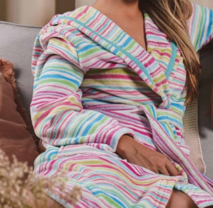 Albornoz rayitas fucsias y turquesas - 1