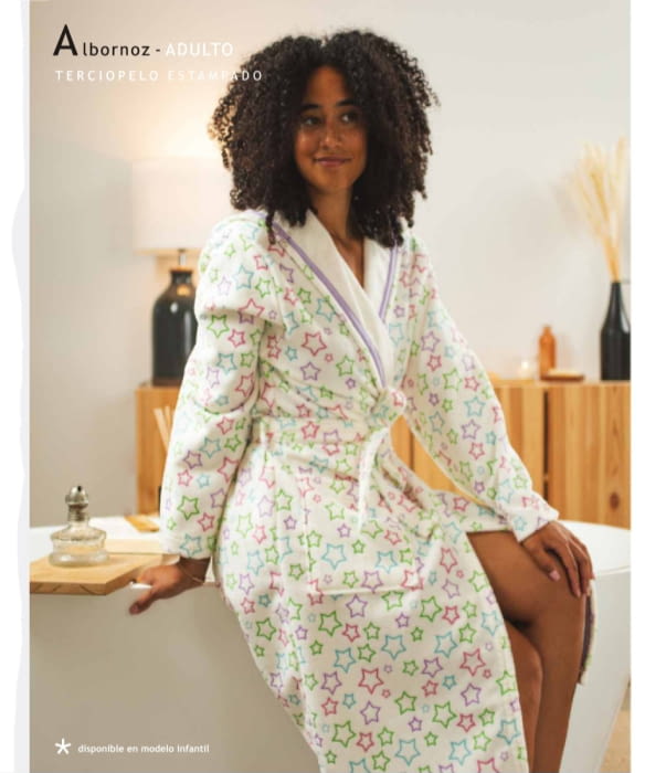 Albornoz terciopelo stars lilas