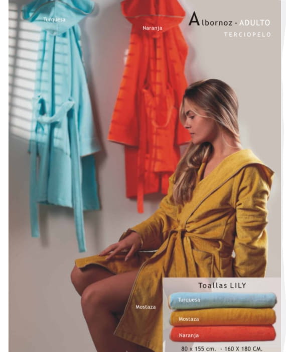 Albornoces terciopelo lisos con bies