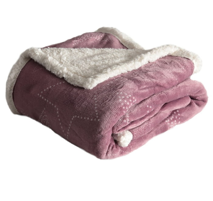 Manta borreguito estrellas malva 125 x 155