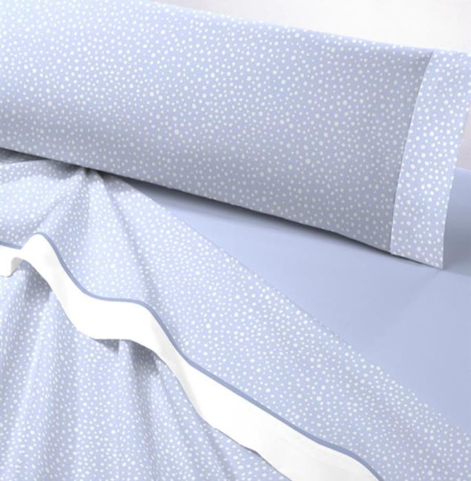 Juego de sábanas térmicas azules topitos, cama 135